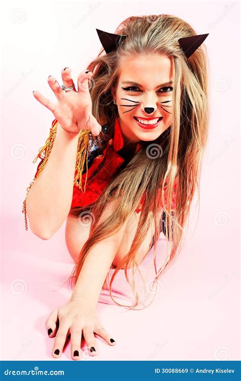 pretty pussycat|Pretty girl with pussycat Stock Photos and Images .